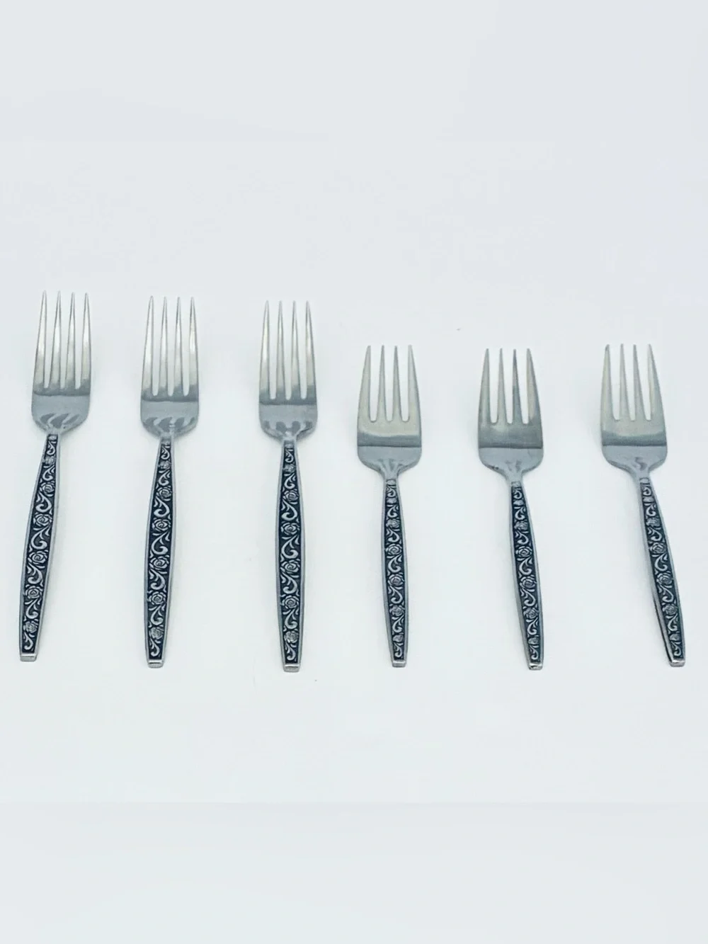 Rose Border Flatware 3 Dinner Forks & 3 Salad Forks Stainless Steel Japan